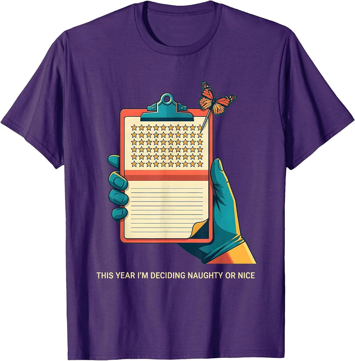 This Year I'm Deciding Naughty Or Nice Funny Phlebotomist T-Shirt - Purple