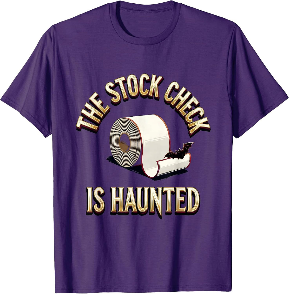 Men's The Stock Check Is Haunted Funny Pharmacy Tech Halloween T-Shirt - Purple