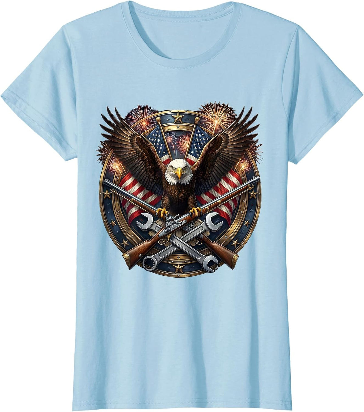 Valley Forge Automotive Musket and Wrench Graphic T-Shirt - Baby Blue