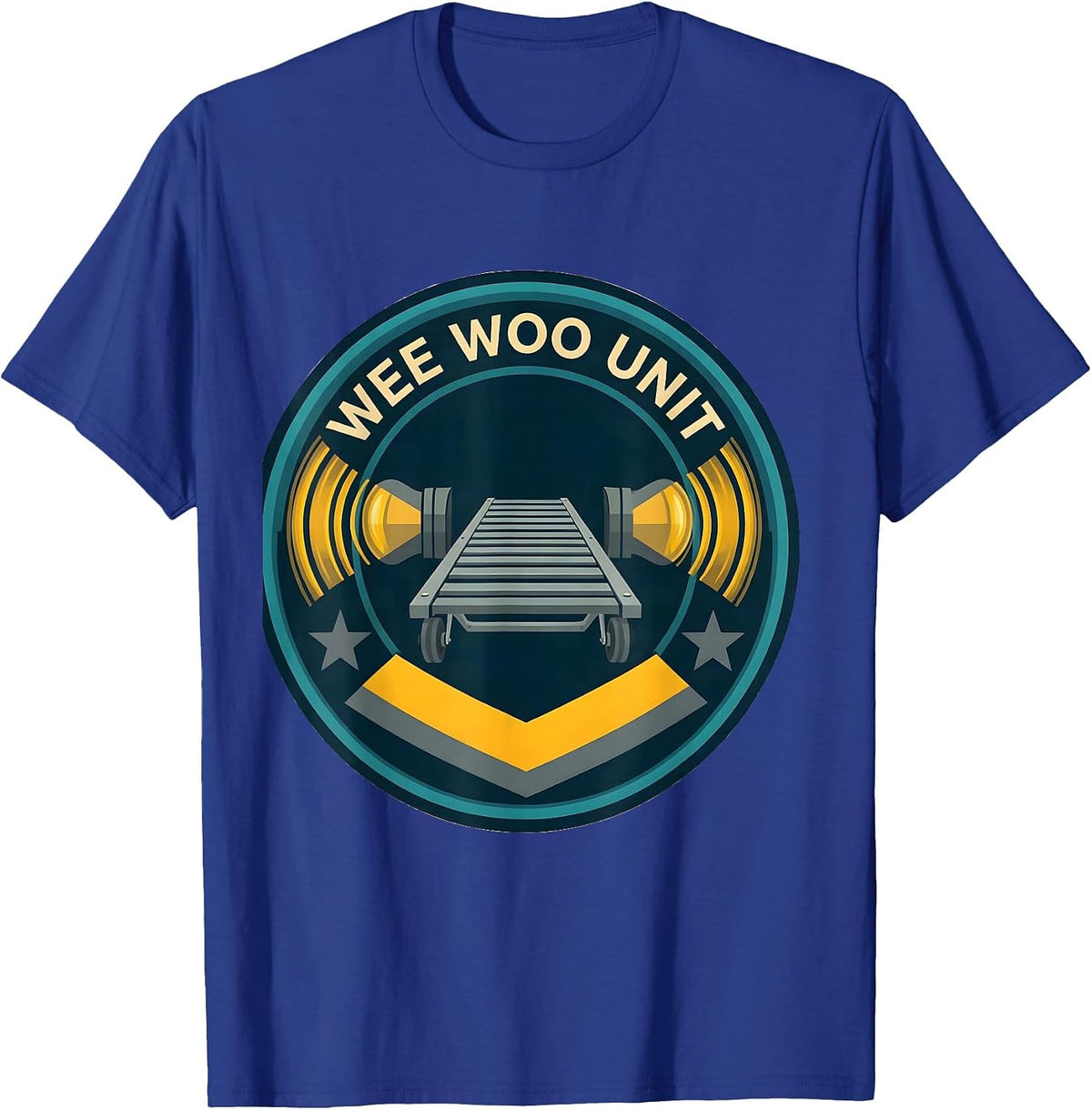Men's Wee Woo Unit Funny EMT Paramedic EMS Crew Gag Gift T-Shirt - Royal Blue