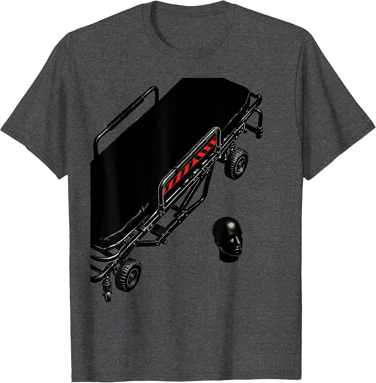 Oversized Stretcher Mannequin Head Swiss International EMT T-Shirt - Dark Heather Grey