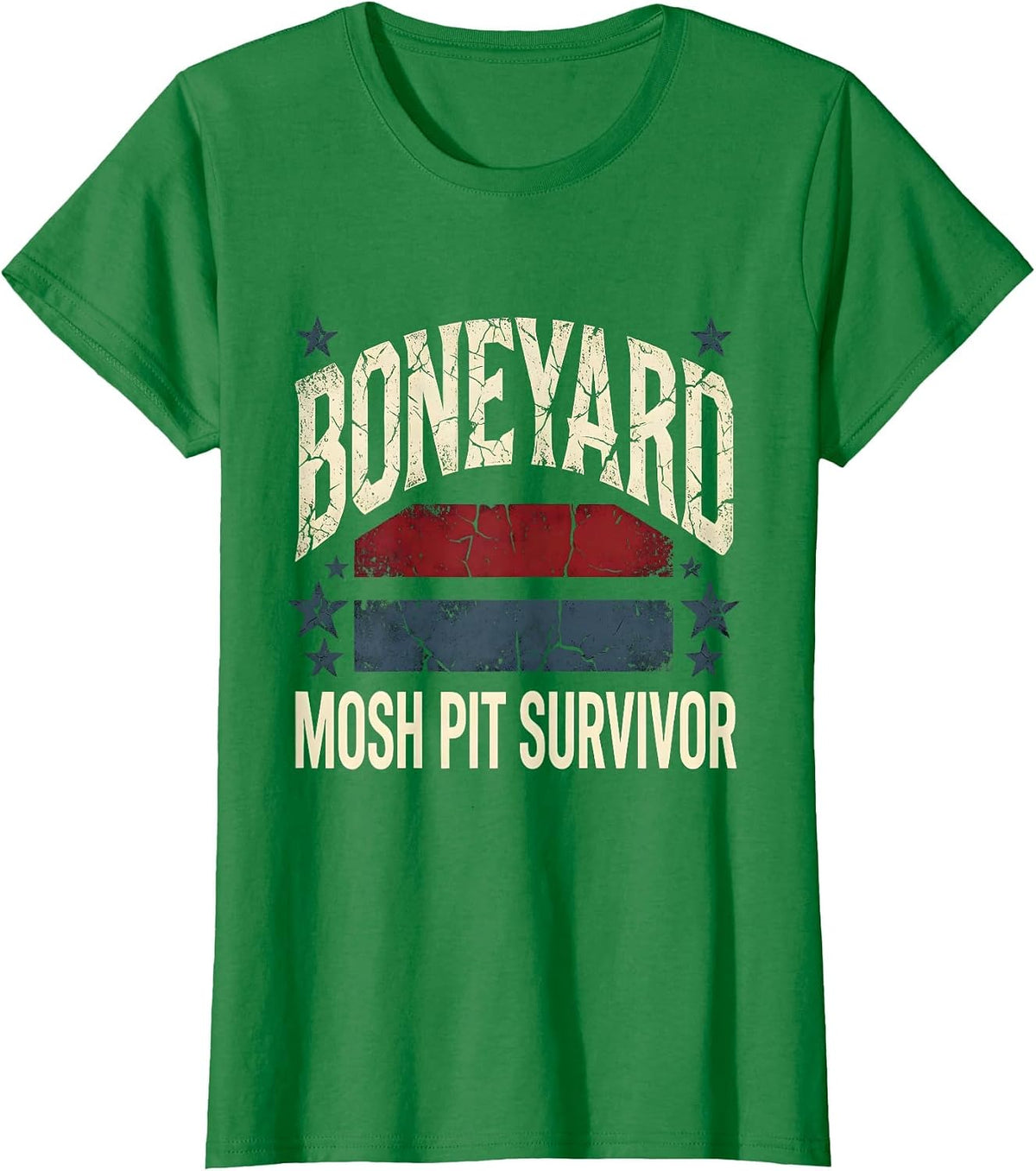 Women's Boneyard Mosh Pit Survivor Skeleton Rock Band T-Shirt - Kelly Green