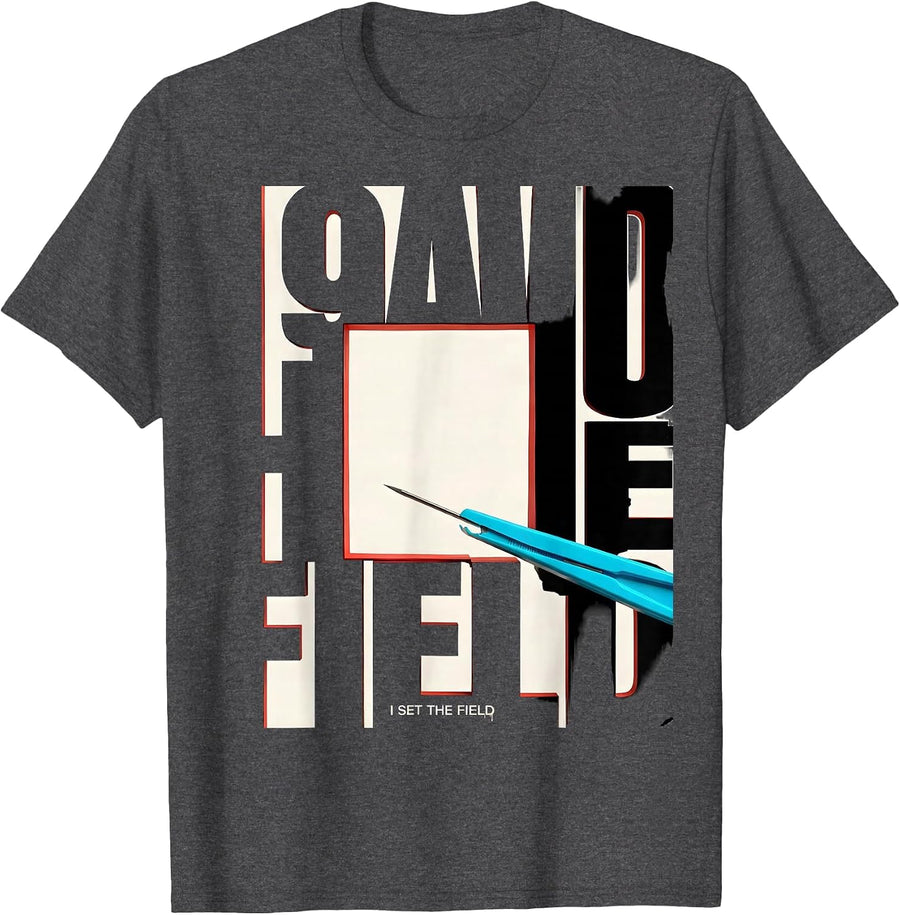 Men's I Set The Field New Wave Surgical Tech Occupational Pride T-Shirt - Dark Heather Grey