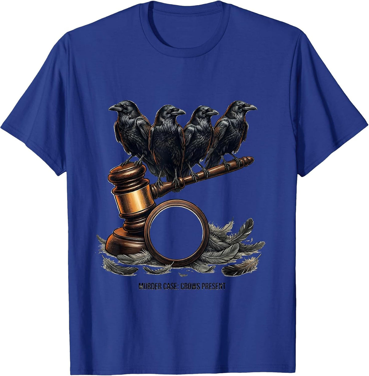Murder Case: Crows Present Gothic Bird Lover Halloween Humor T-Shirt - Royal Blue