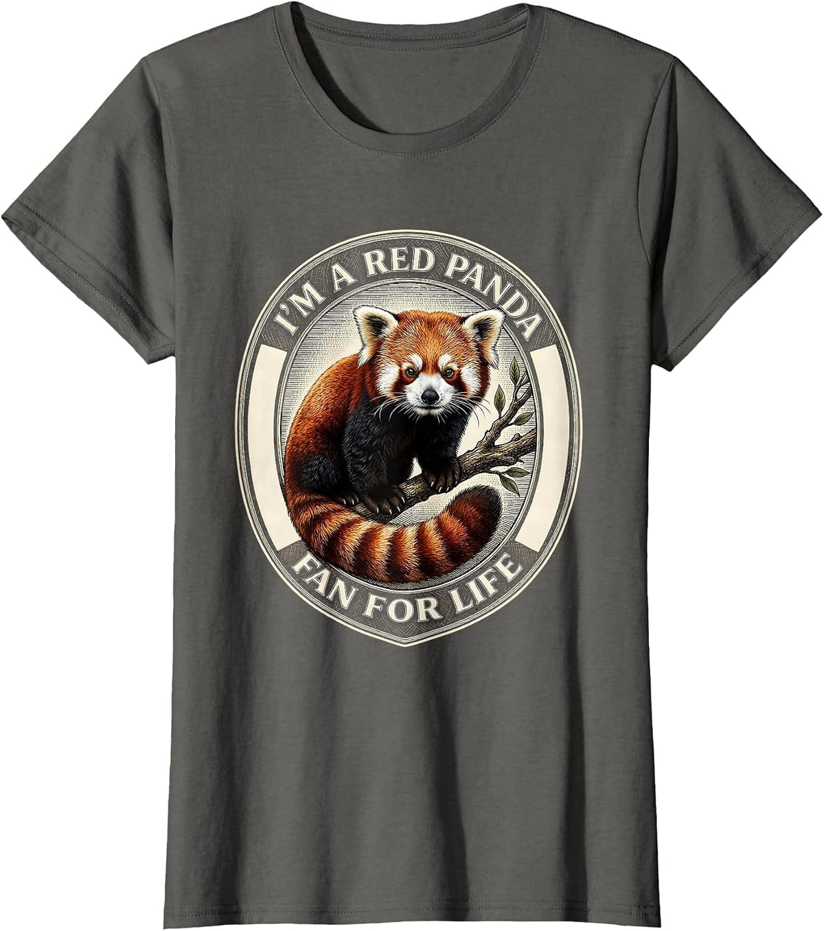 Women's I'm A Red Panda Fan For Life Cute Red Panda Lover Gift T-Shirt - Asphalt Grey