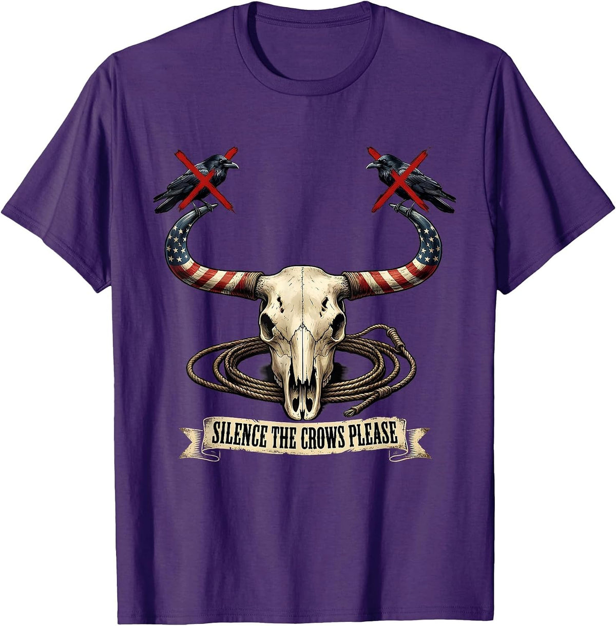 Silence The Crows Please Funny Bird Design T-Shirt - Purple