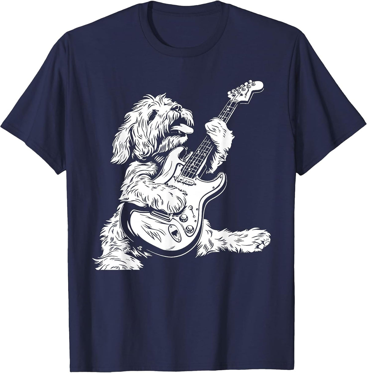 Dog Guitarist Guitar - Cockapoo Dad Mom T-Shirt - Navy Blue