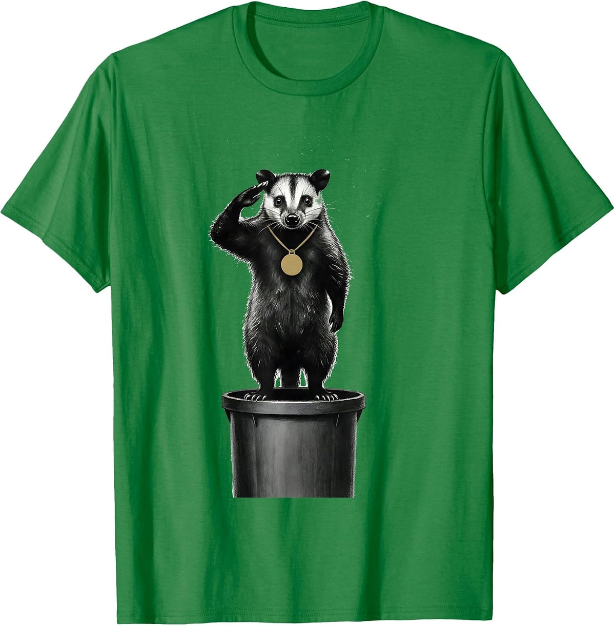 Men's Opossum Silhouette Minimalist Funny Animal Humor T-Shirt - Kelly Green