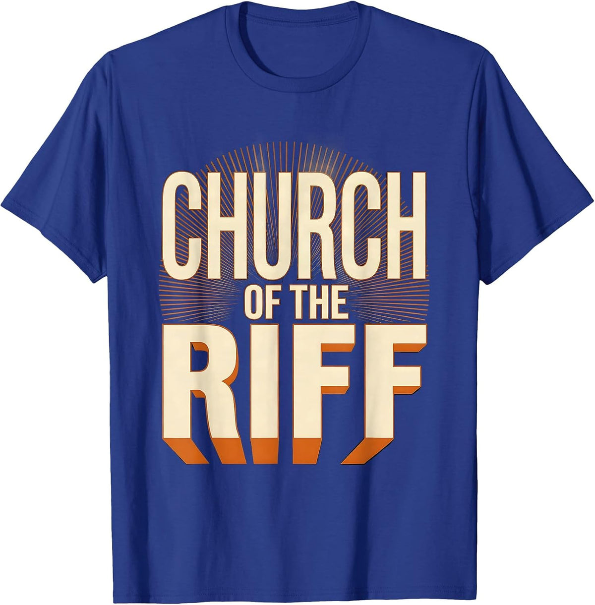 Church of the Riff Heavy Metal Graphic Design T-Shirt - Royal Blue