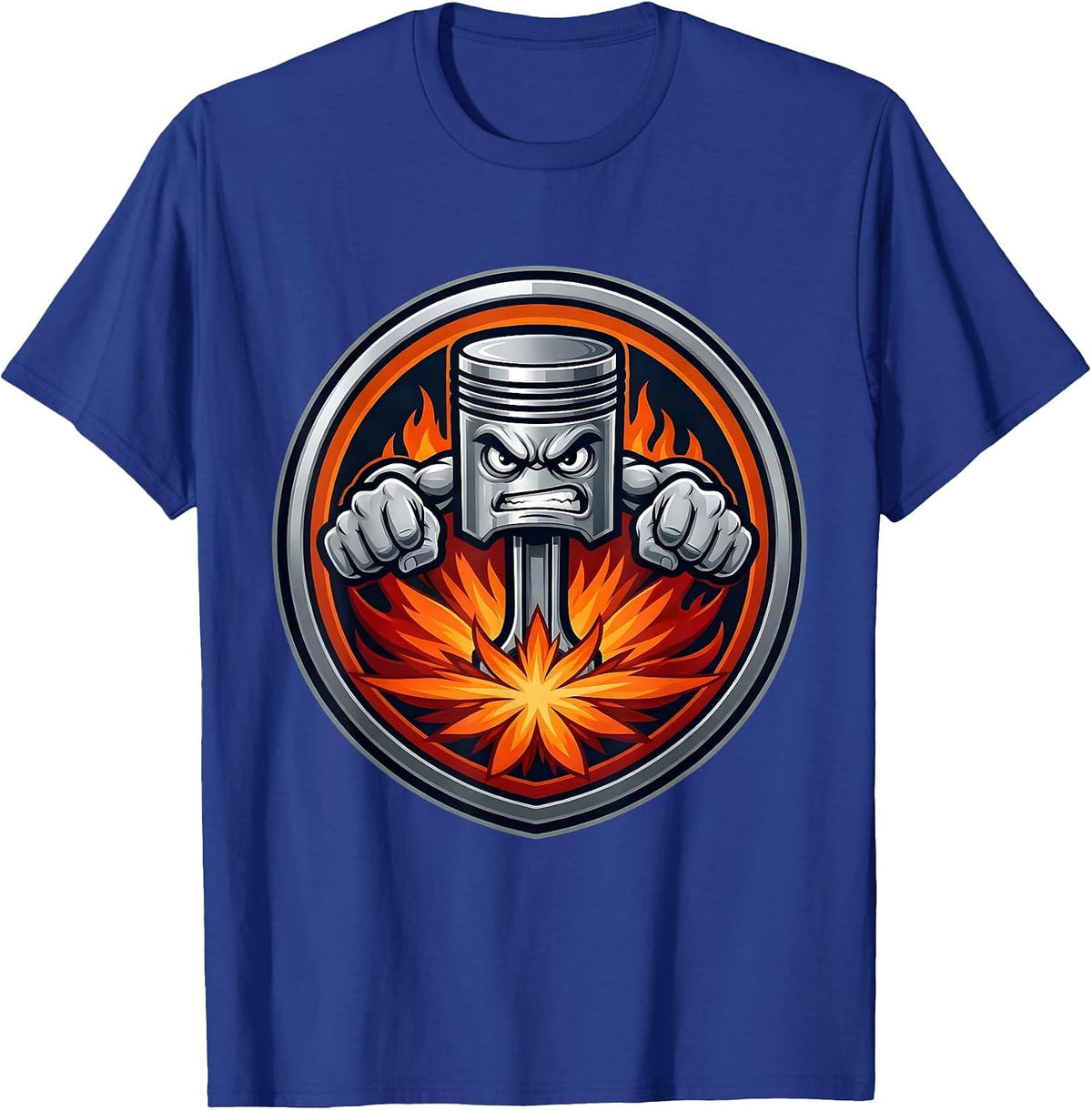 Valley Forge Automotive Flaming Piston Graphic T-Shirt - Royal Blue
