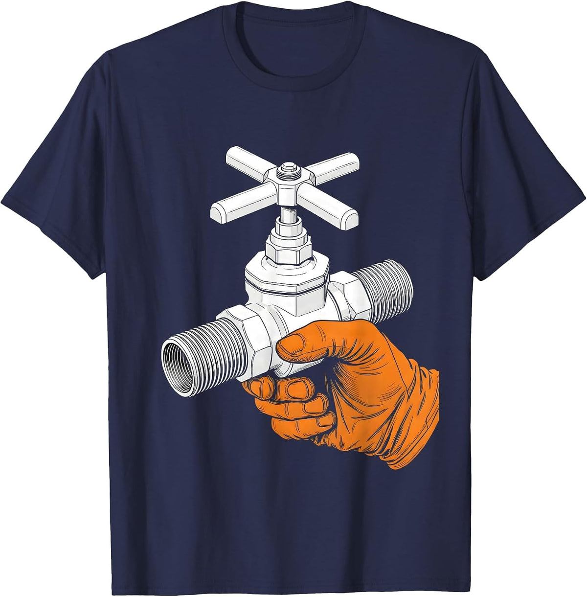 Stopcock Valve Funny Plumber Pipefitter Occupational Humor T-Shirt - Navy Blue