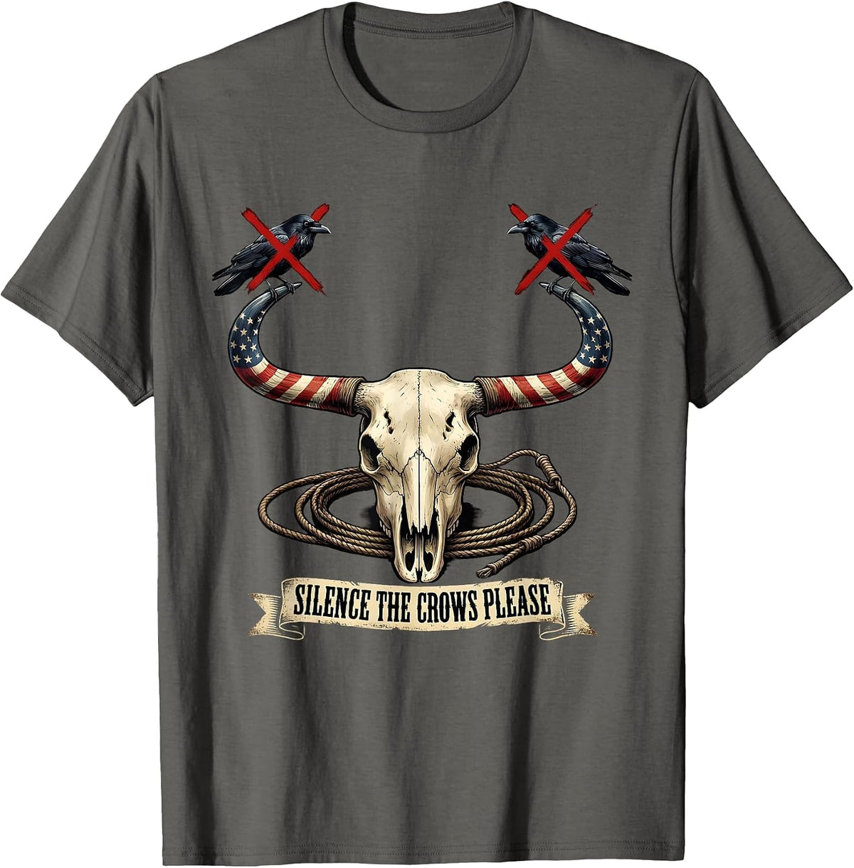 Silence The Crows Please Funny Bird Design T-Shirt - Asphalt Grey