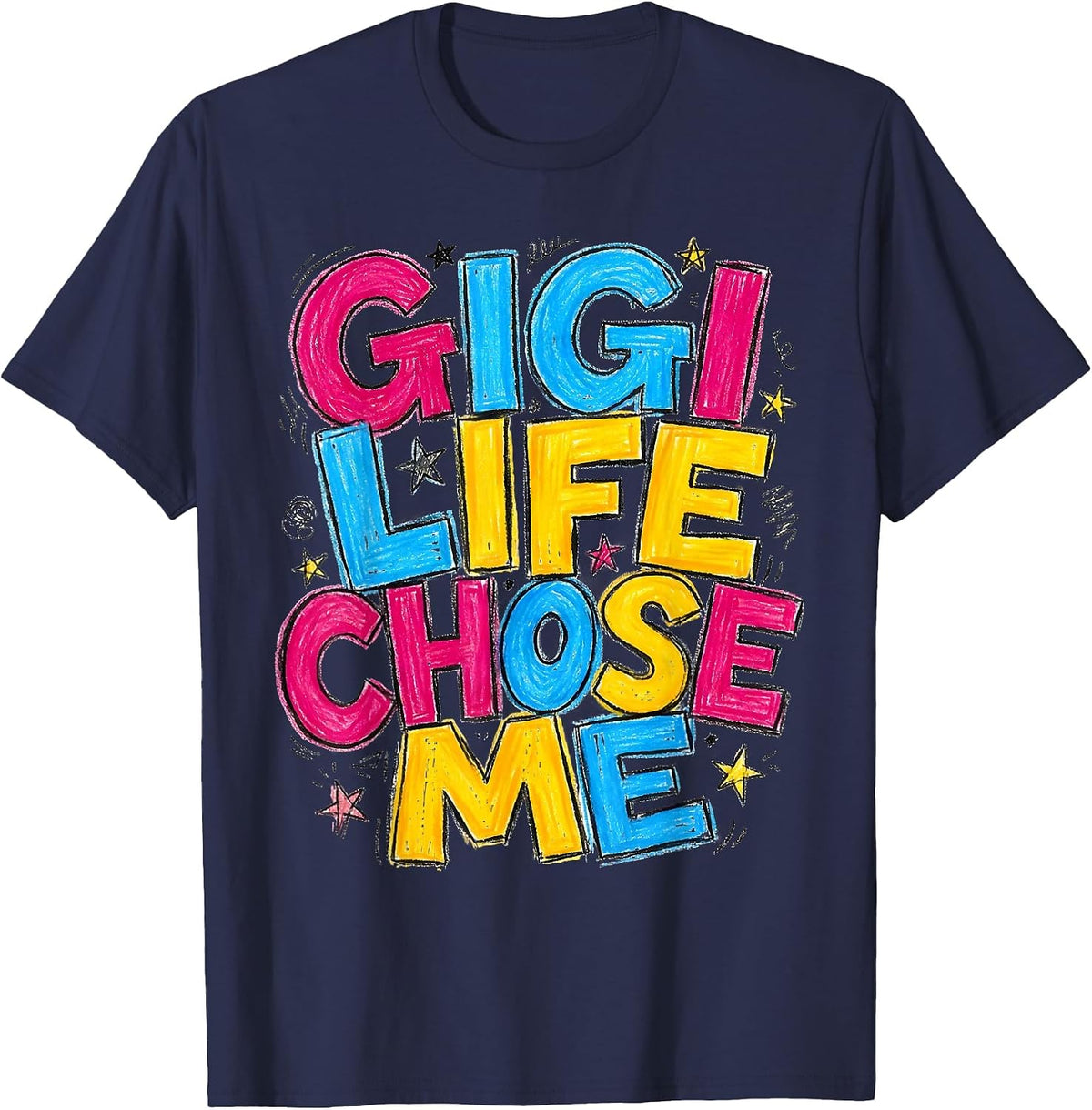 Gigi Life Chose Me Grandma Design T-Shirt - Navy Blue