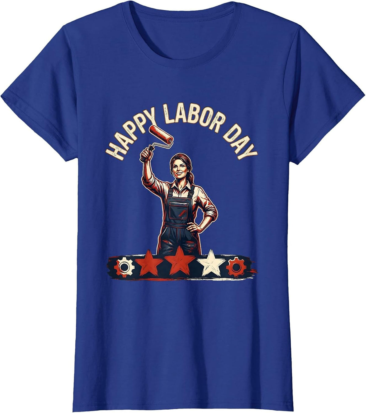 Women's Happy Labor Day Patriotic Woman Emblem Labor Day Weekend T-Shirt - Royal Blue