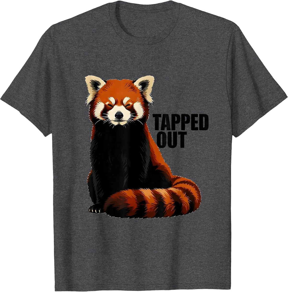 Tapped Out Minimalist Red Panda Animal Lover Gift T-Shirt - Dark Heather Grey