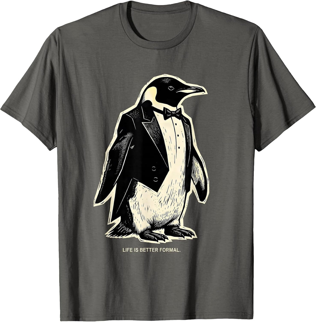 Men's Life Is Better Formal Tuxedo Graphic Design T-Shirt - Asphalt Grey