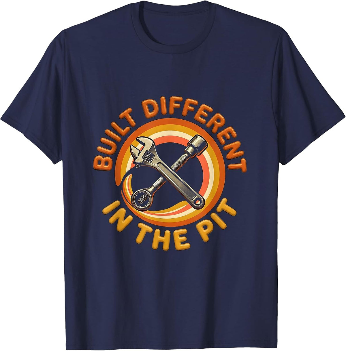 Men's Built Different In The Pit Crew Racing Design T-Shirt - Navy Blue