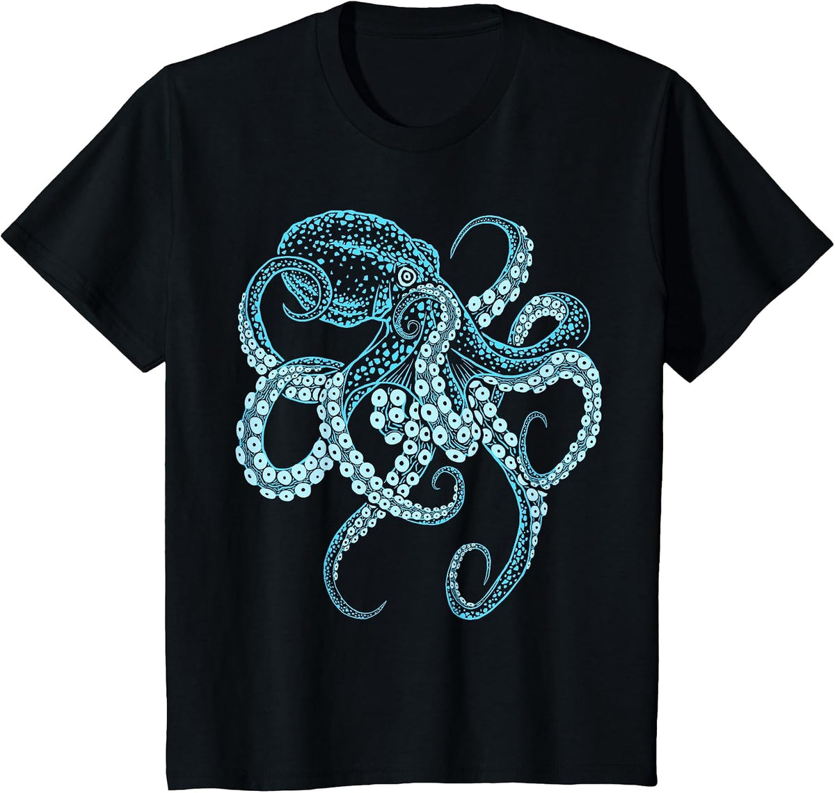 Octopus deep-sea Blue Kraken in Combat Stance T-Shirt - Black