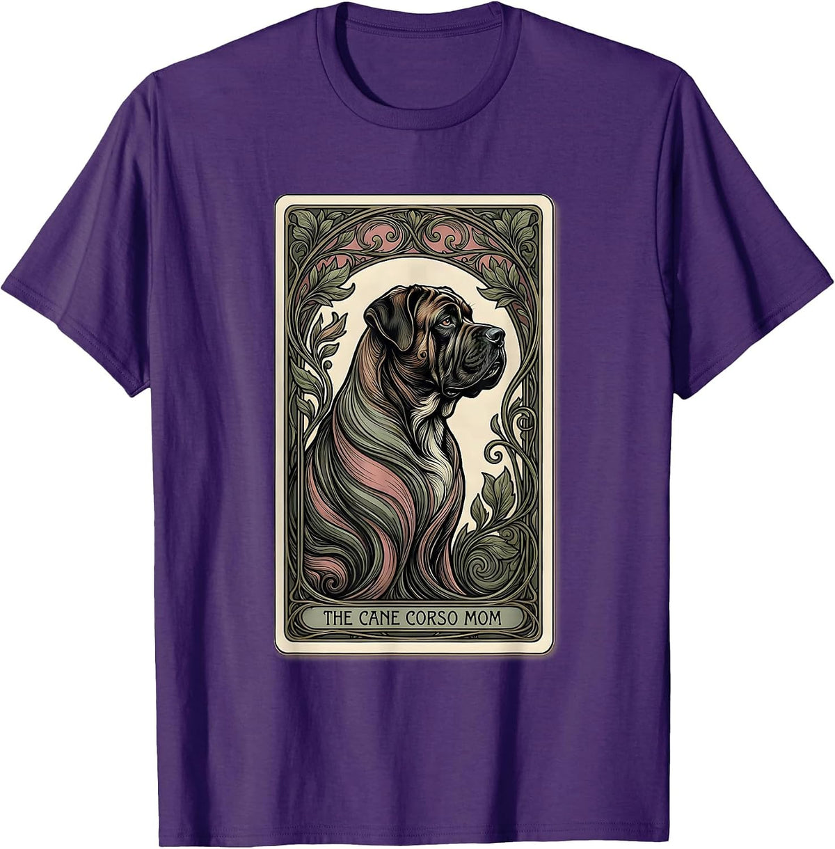 The Cane Corso Mom Art Nouveau Dog Mom Tarot Card Portrait T-Shirt - Purple