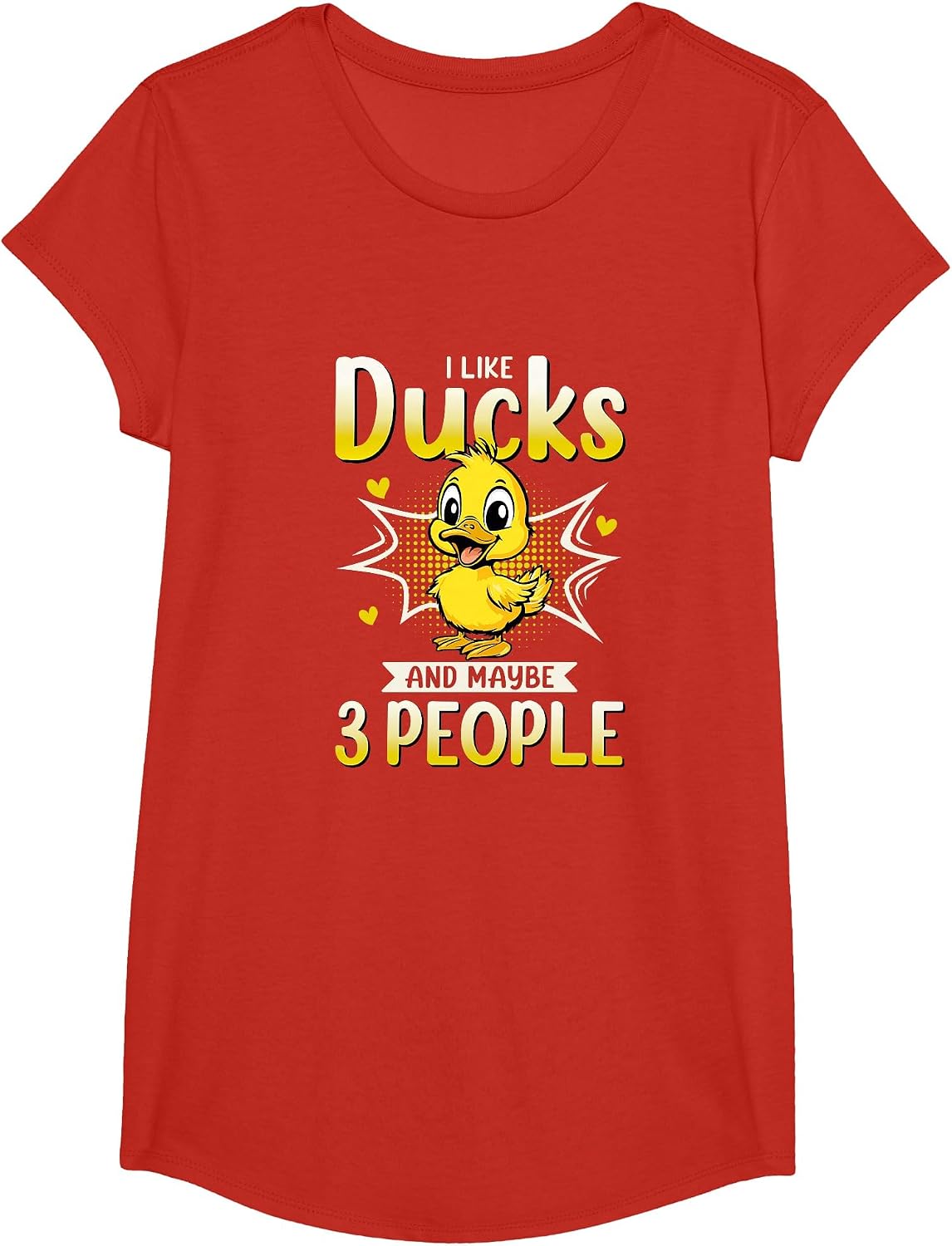 I Like Ducks & Maybe 3 People T-Shirt - Girls Red