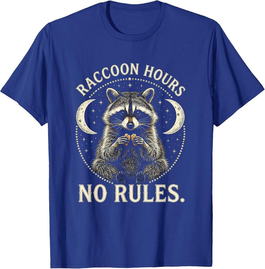 Raccoon Hours No Rules Snack Lover Design T-Shirt - Royal Blue
