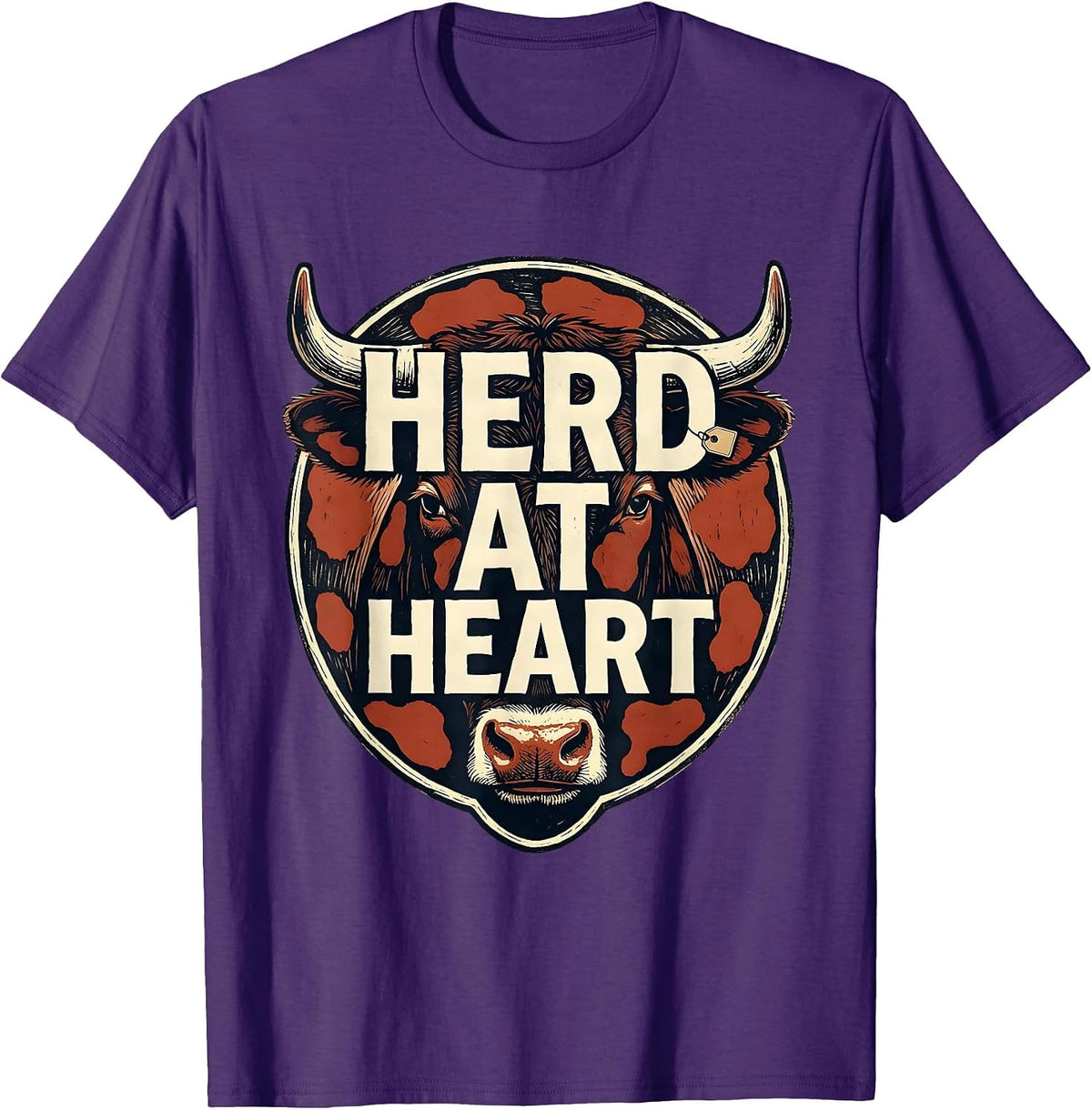 Men's Herd At Heart Funny Cow Farm Animal Lover Humor T-Shirt - Purple