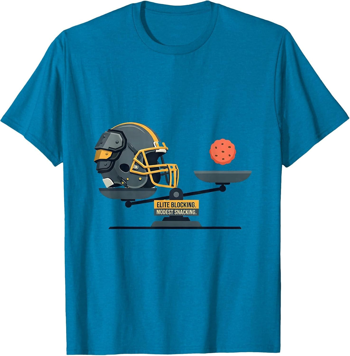Elite Blocking Modest Snacking Funny Football Lineman T-Shirt - Sapphire Blue