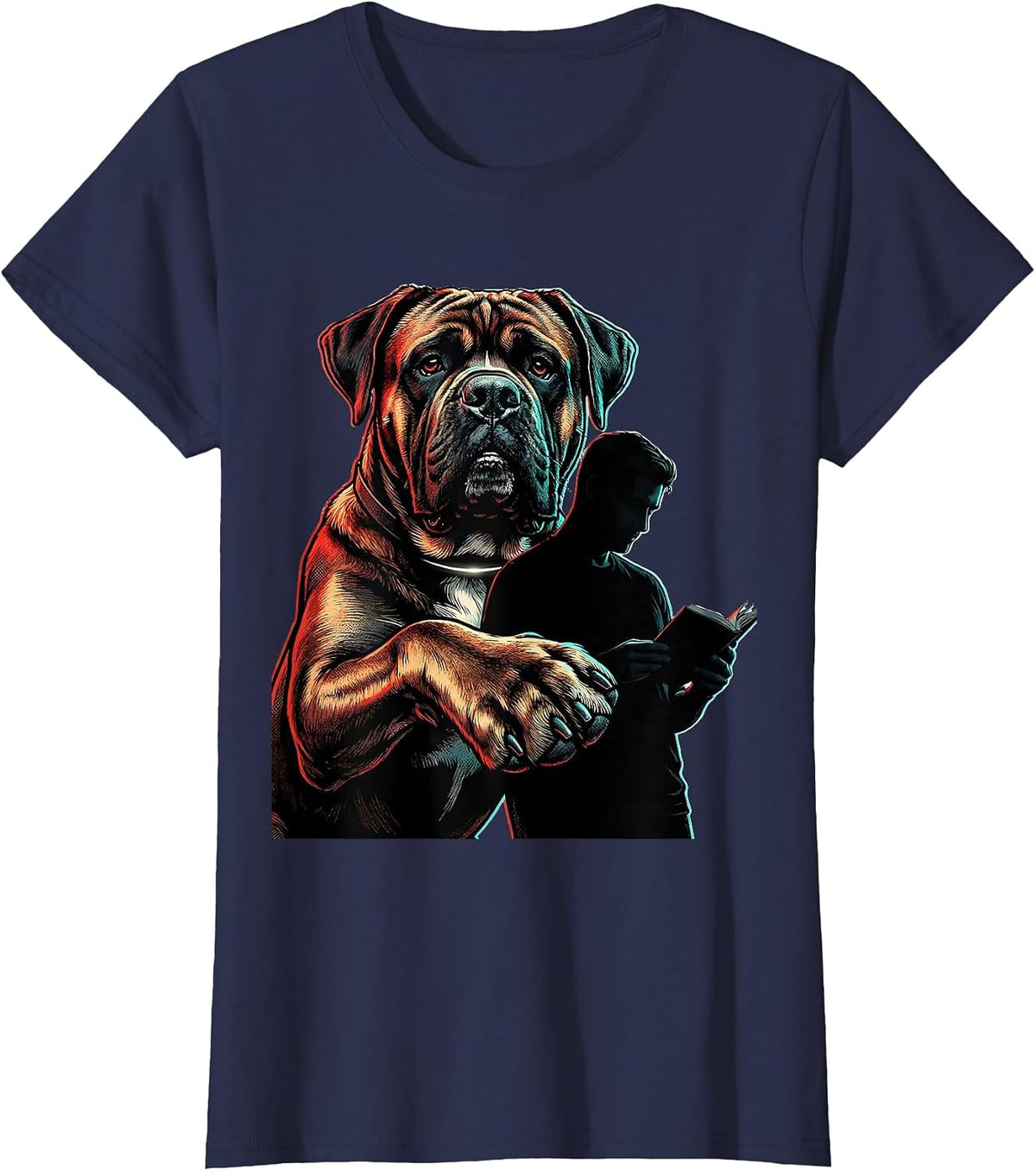 Women's Cane Corso Owner Pop Art Dog Dad Humor T-Shirt - Navy Blue