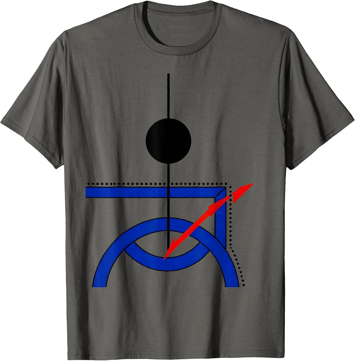 Men's Billiards Aim Line Modernist Pool Player Humor T-Shirt - Asphalt Grey