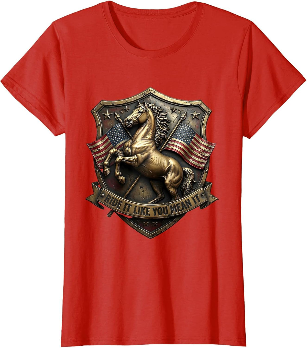 Ride It Like You Mean It Horse Riding Design T-Shirt - Red