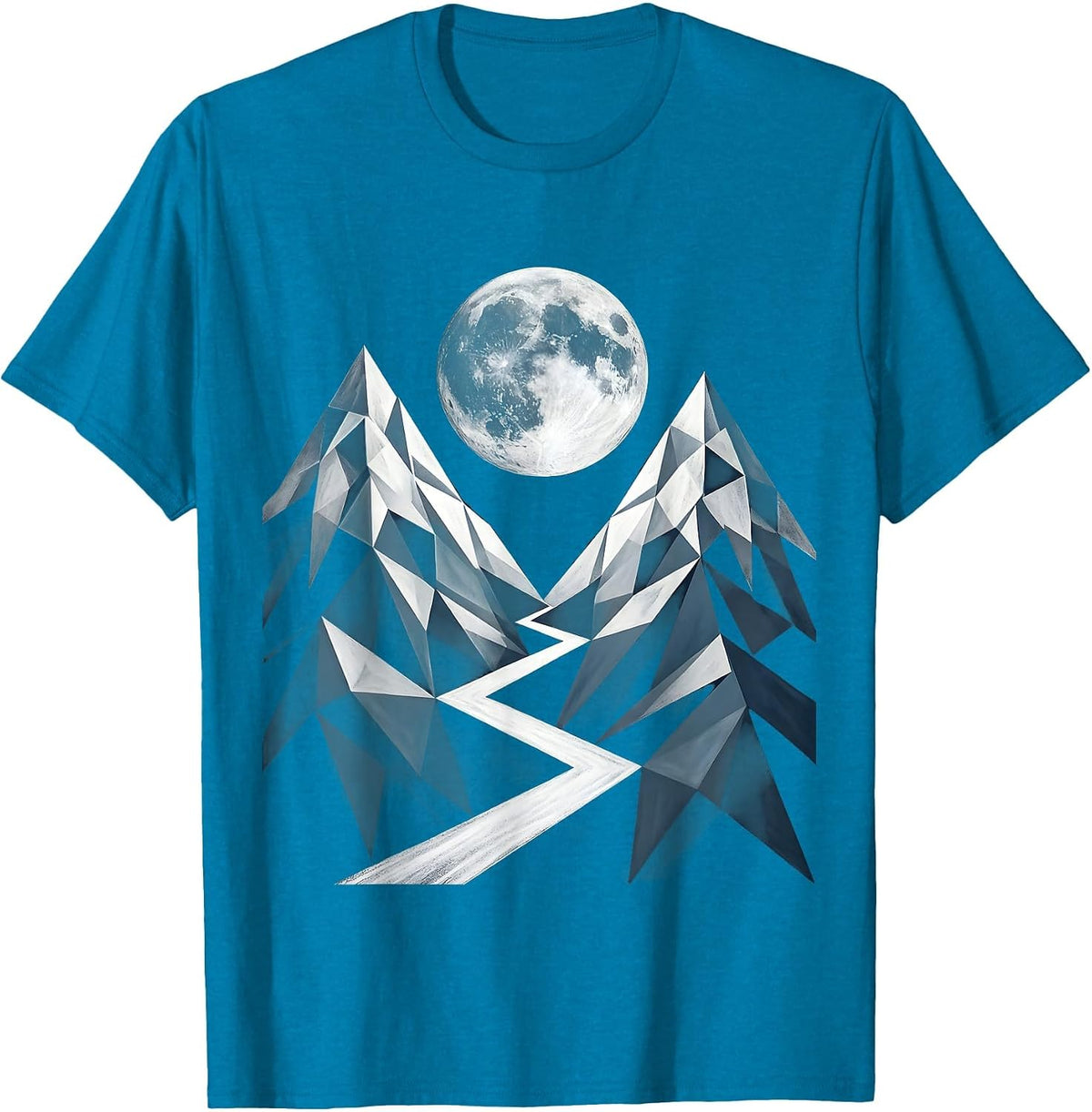 Full Moon Mountain Trail MTB Graphic T-Shirt - Sapphire Blue
