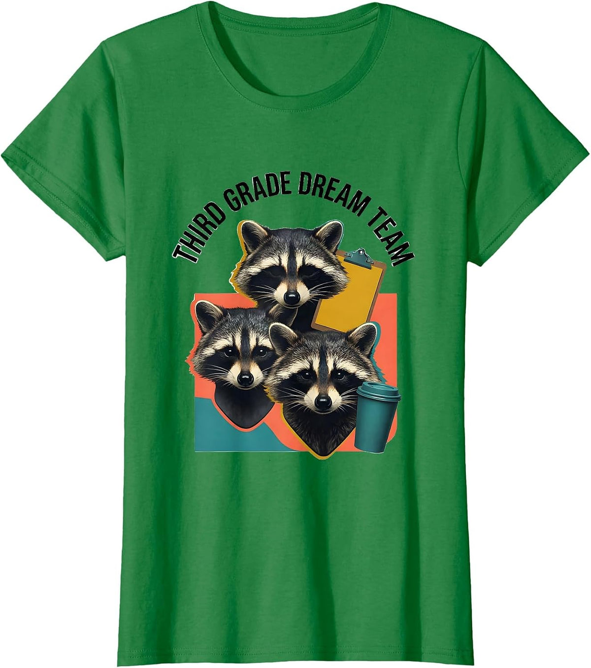 Women's Third Grade Dream Team Midcentury Modern Teacher Back T-Shirt - Kelly Green
