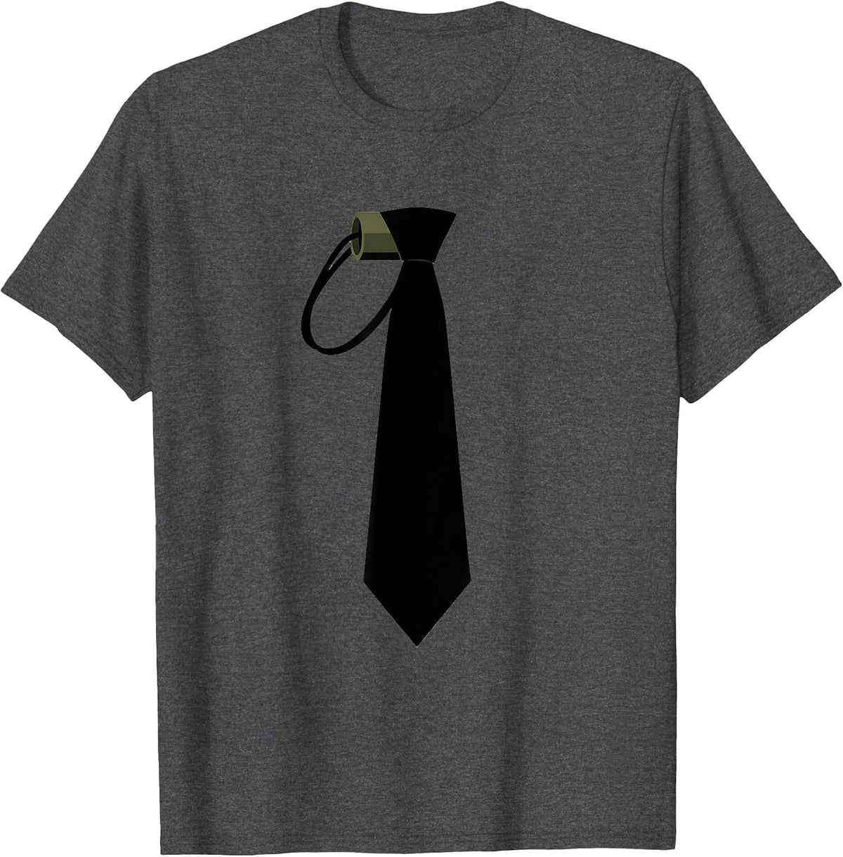 Duck Call Tie Mallard Feather Point Minimalist Hunting Dad T-Shirt - Dark Heather Grey