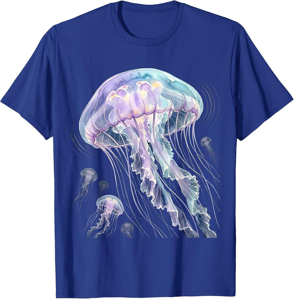 Jellyfish Deep Ocean Glow Illustration T-Shirt - Royal Blue