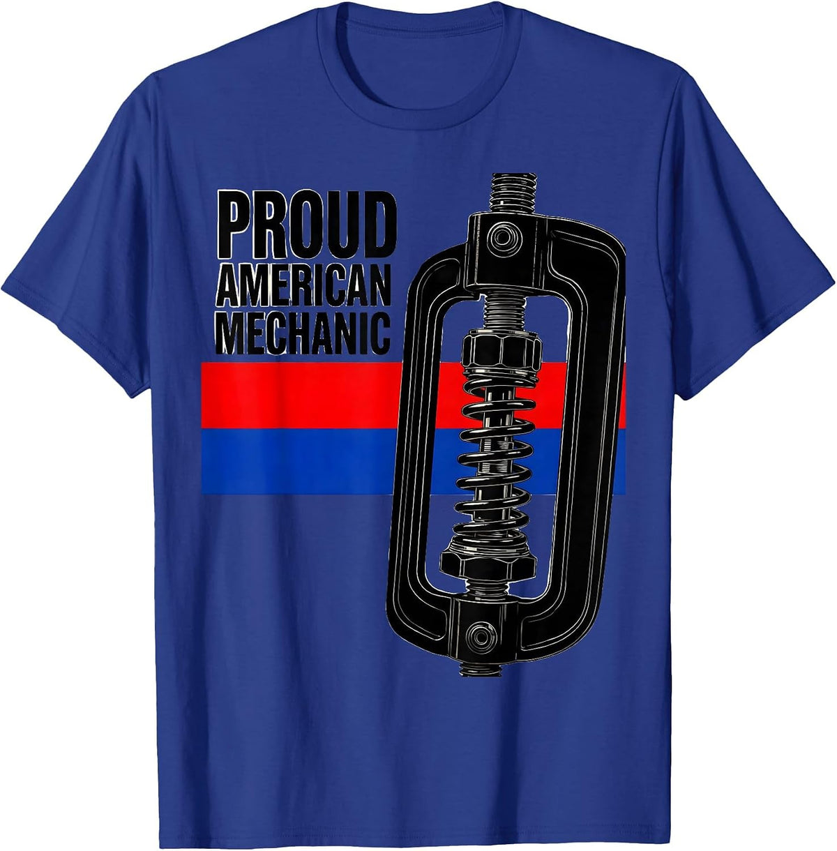 Proud American Mechanic Patriotic Trade Worker Blue Collar T-Shirt - Royal Blue