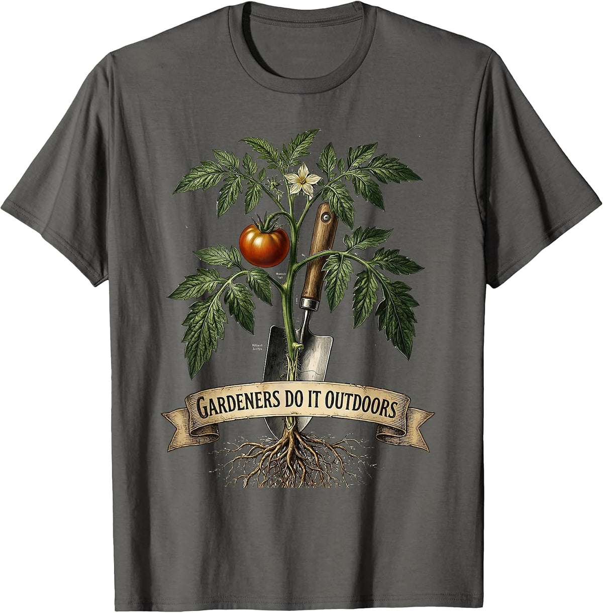 Gardeners Do It Outdoors Funny Garden Design T-Shirt - Asphalt Grey