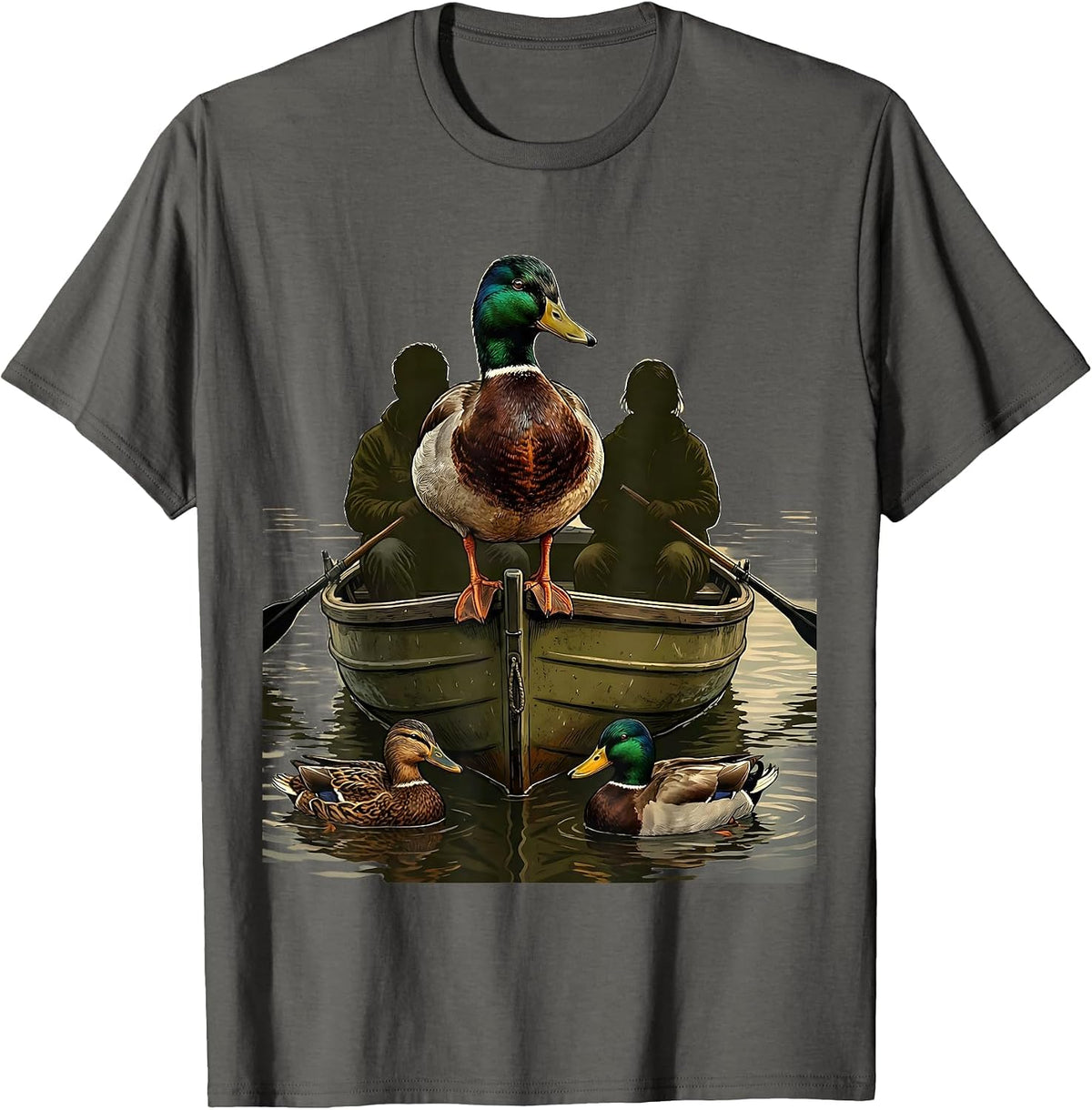 Mallard Drake Hunting Boat Duck Hunter Family Pride T-Shirt - Asphalt Grey