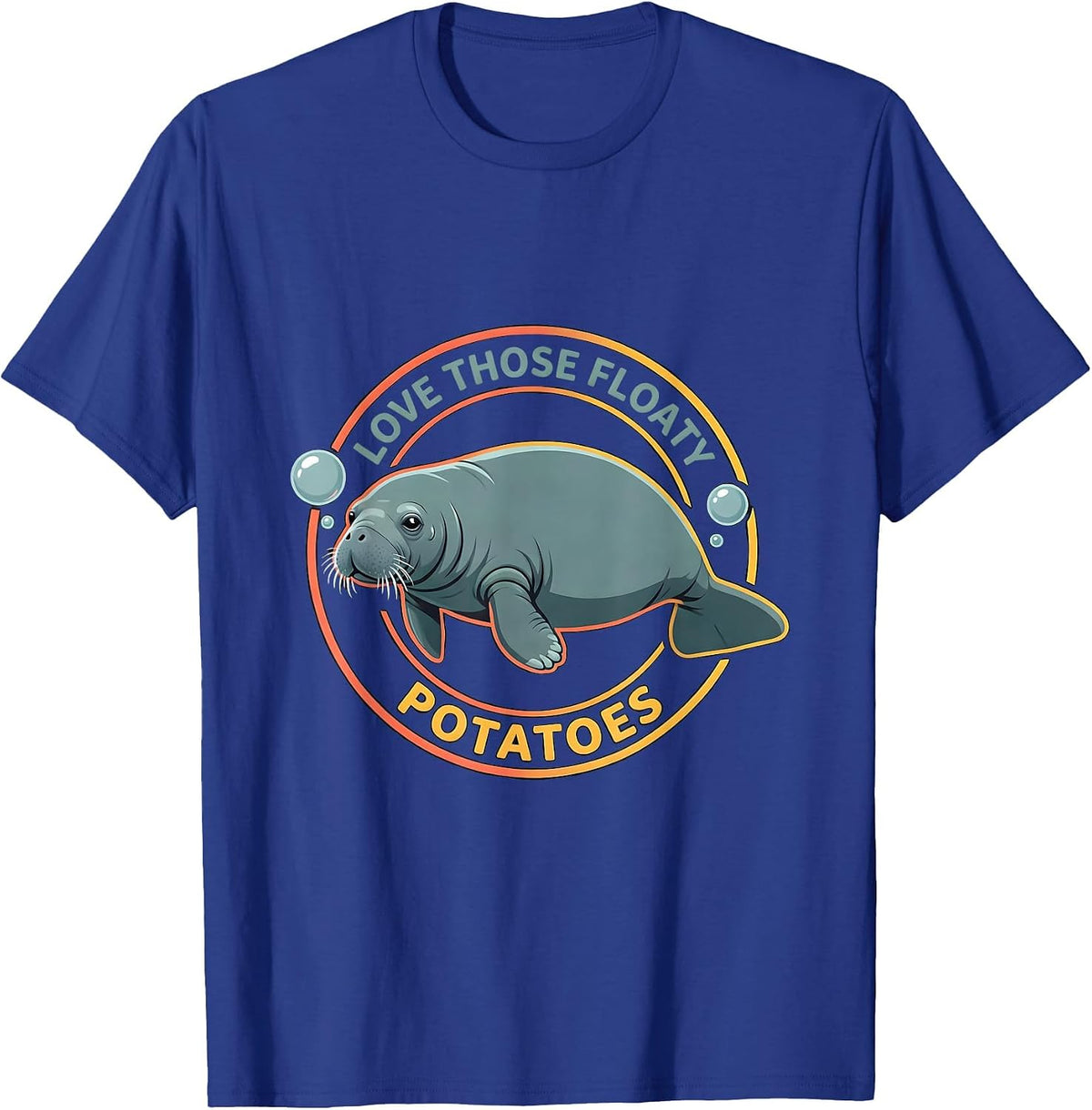 Men's Love Those Floaty Potatoes Funny Manatee Sea Cow Gift T-Shirt - Royal Blue