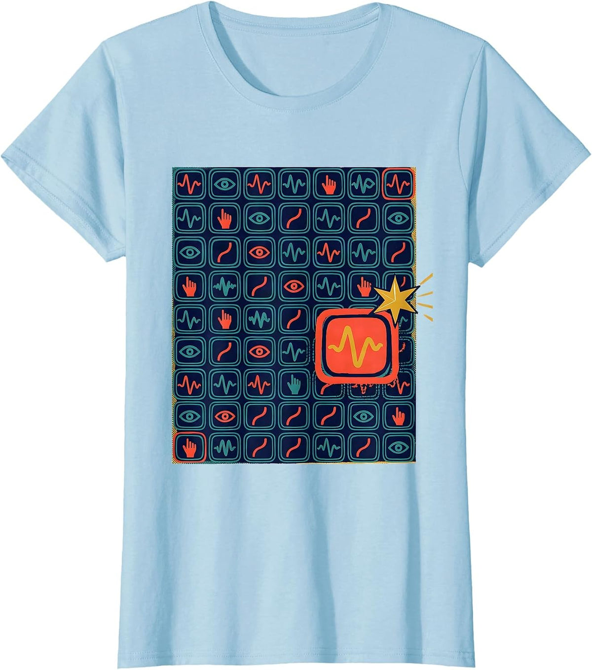 Communication Cells Screenprint Poster AAC Therapist T-Shirt - Baby Blue