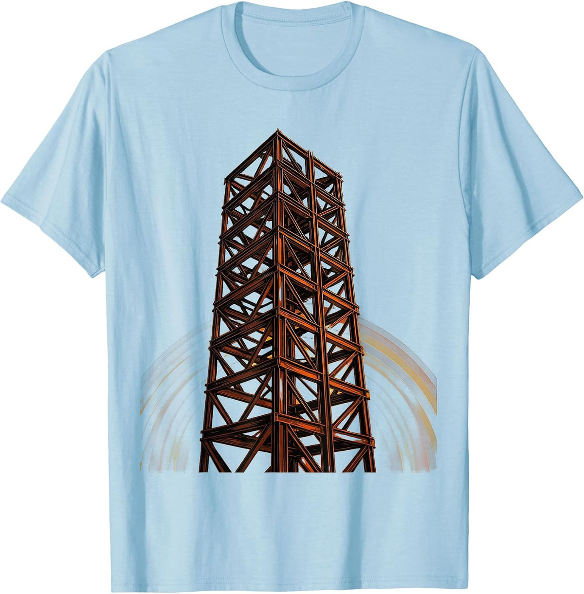 Labor Day Rising Skyscraper Steel Girder Illustration T-Shirt, Men, Baby Blue, Large - As Pictured