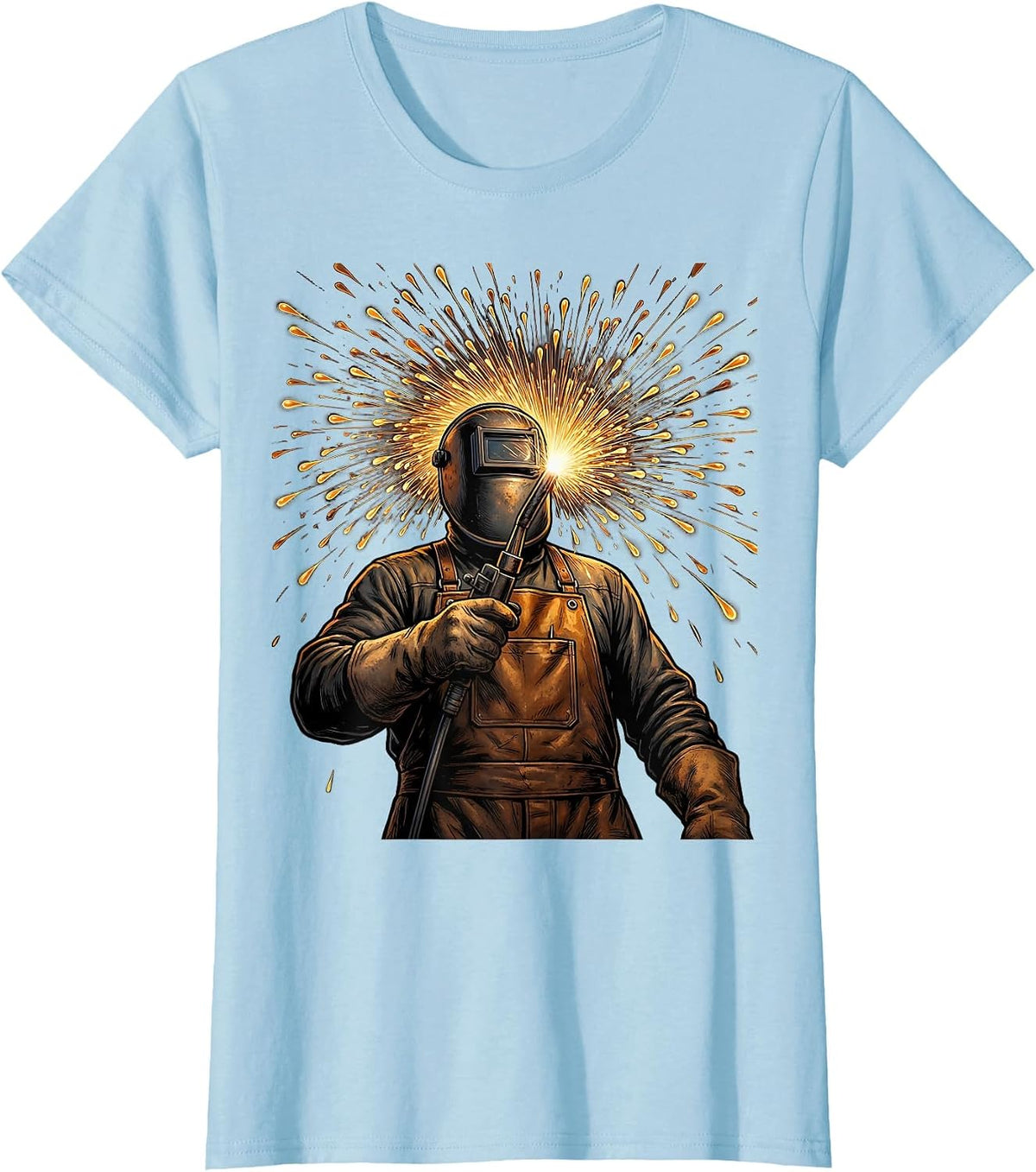 Welder Halo of Sparks Graphic Tee T-Shirt - Baby Blue