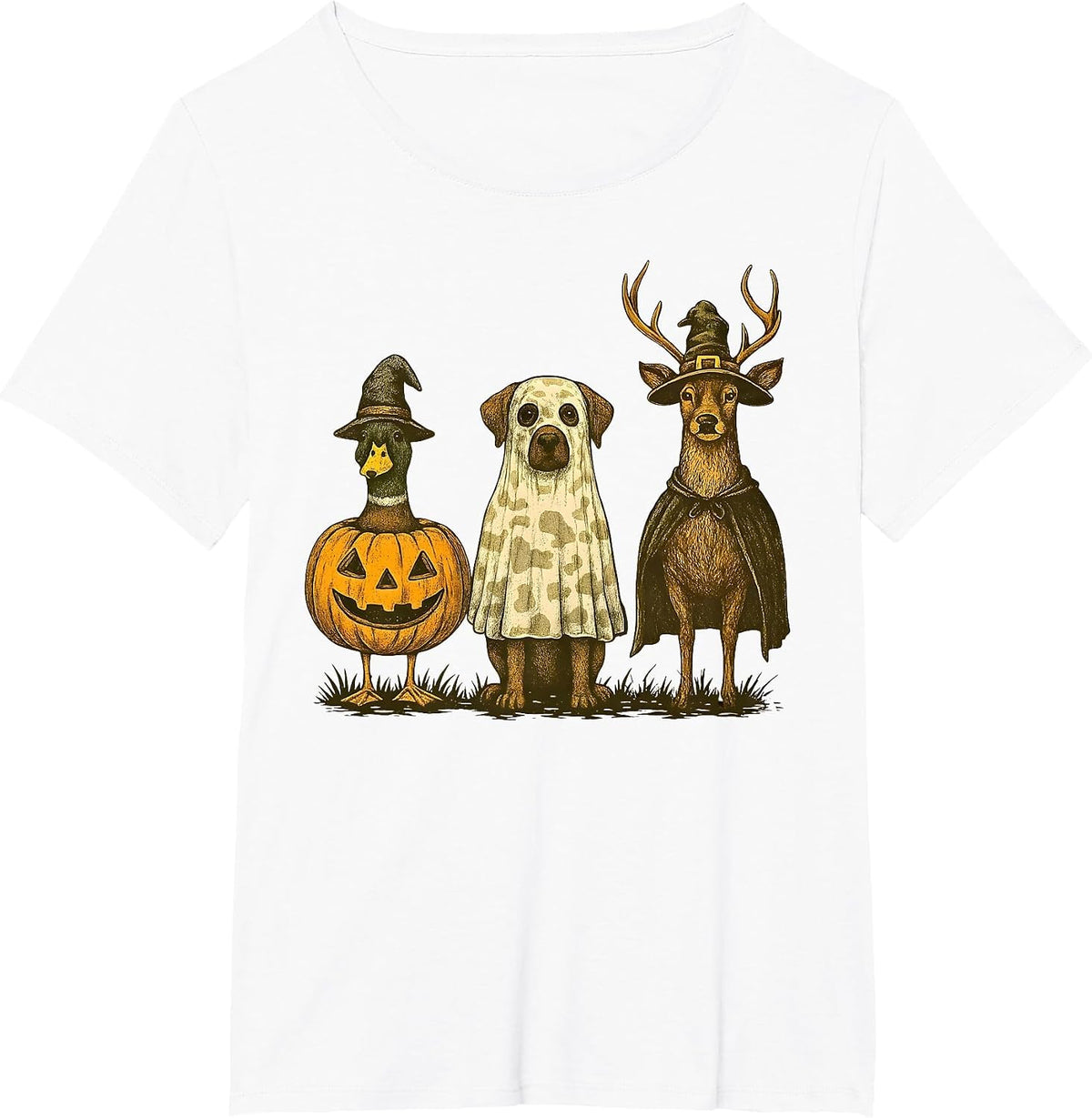Duck Dog Deer Halloween Costume Hunting Season Men Women Kid T-Shirt - White