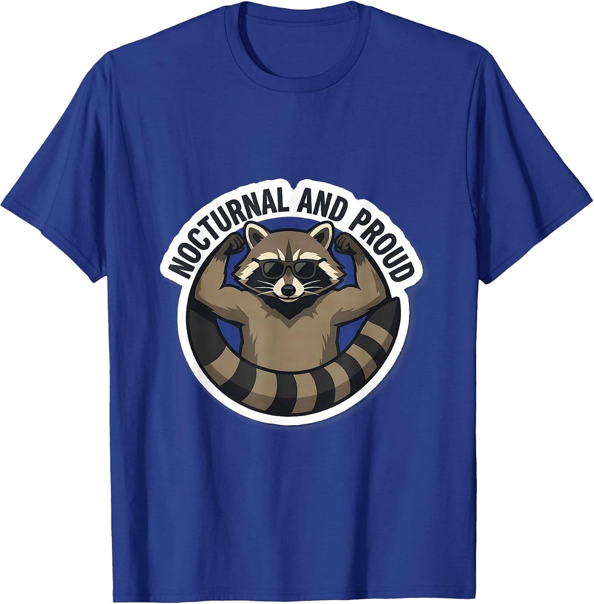 Men's Nocturnal and Proud Raccoon Design T-Shirt - Royal Blue
