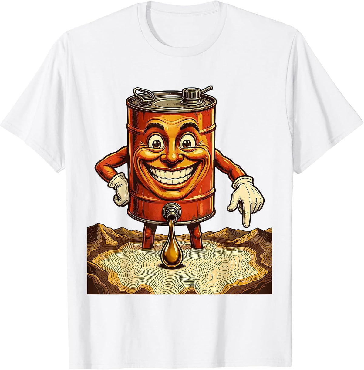 Men's Valley Forge Automotive Oil Can Map Graphic T-Shirt - White