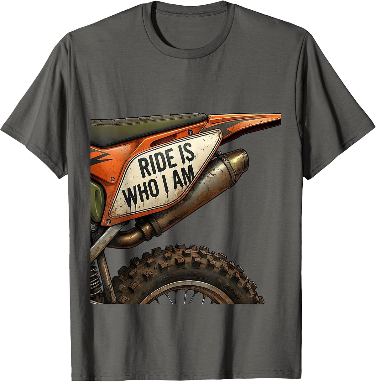Ride Is Who I Am Dirt Bike Motocross Biker Gift T-Shirt - Asphalt Grey
