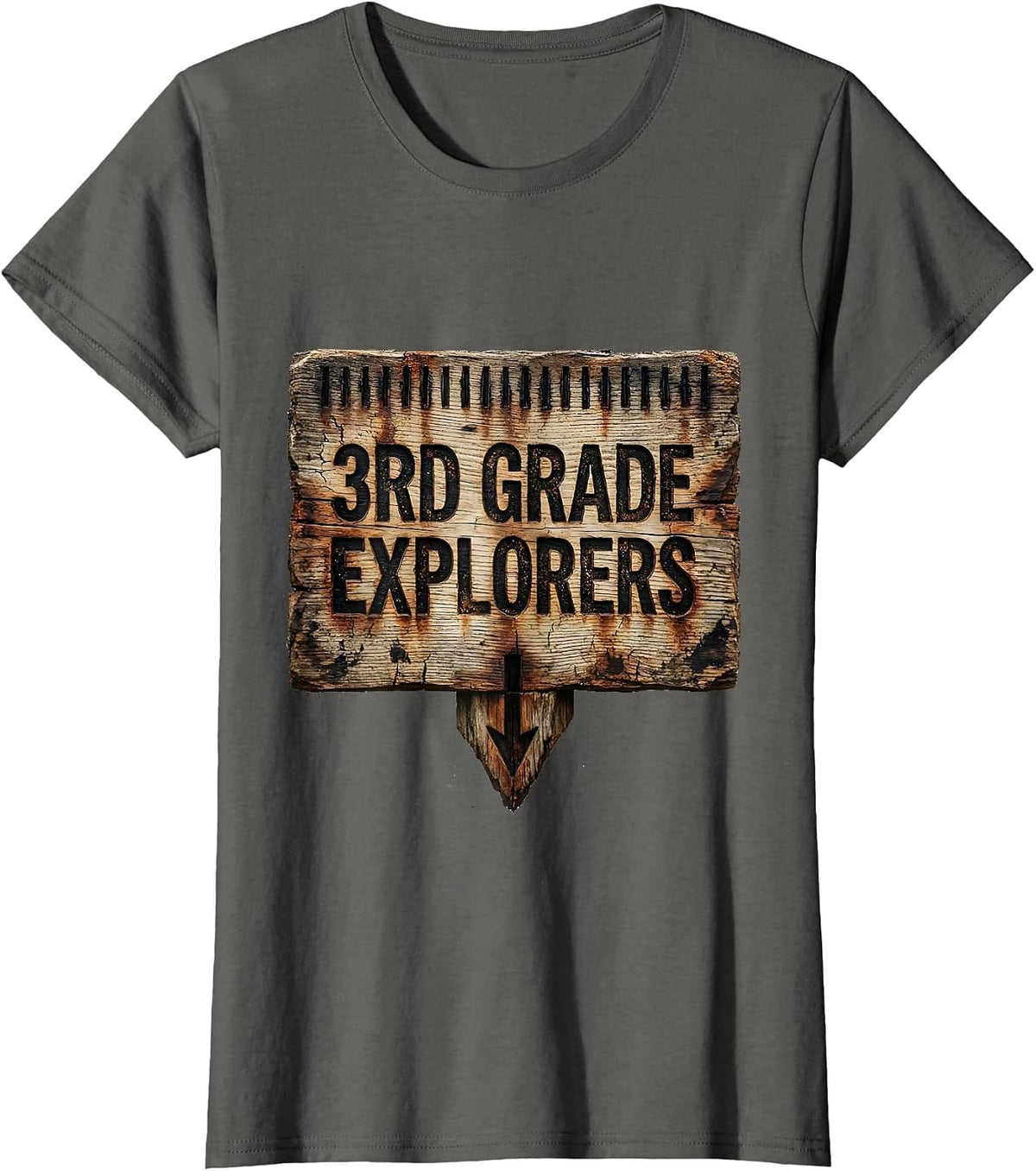 Women's 3rd Grade Explorers Distressed Back To School Teacher T-Shirt - Asphalt Grey