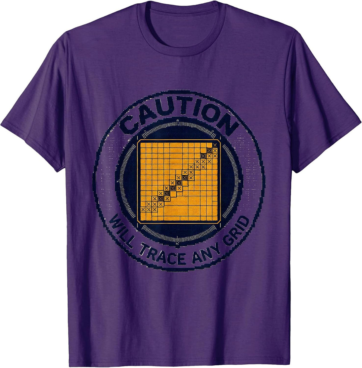 Caution: Will Trace Any Grid Funny Geography Teacher T-Shirt - Purple