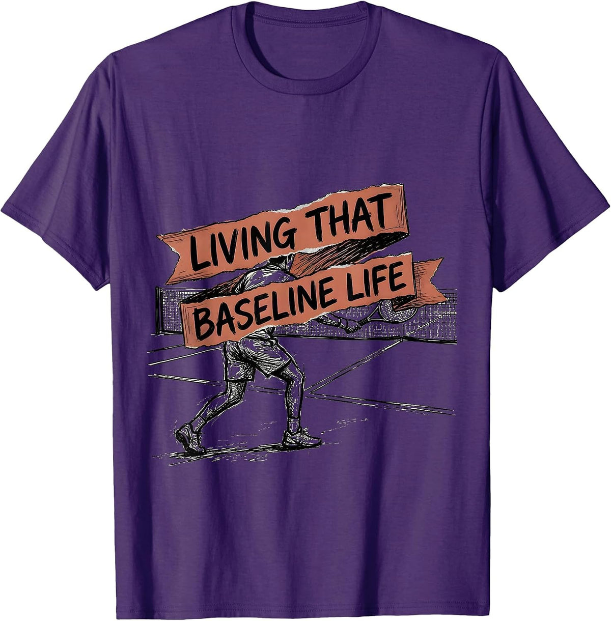 Living That Baseline Life Tennis Graphic Design T-Shirt - Purple