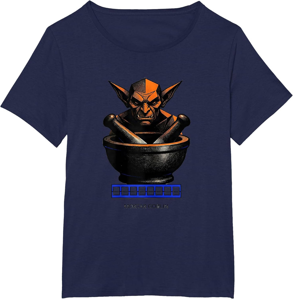 Women's Mortar Goblin Geometric Pharmacy Halloween Pharmacist Tech T-Shirt - Navy Blue