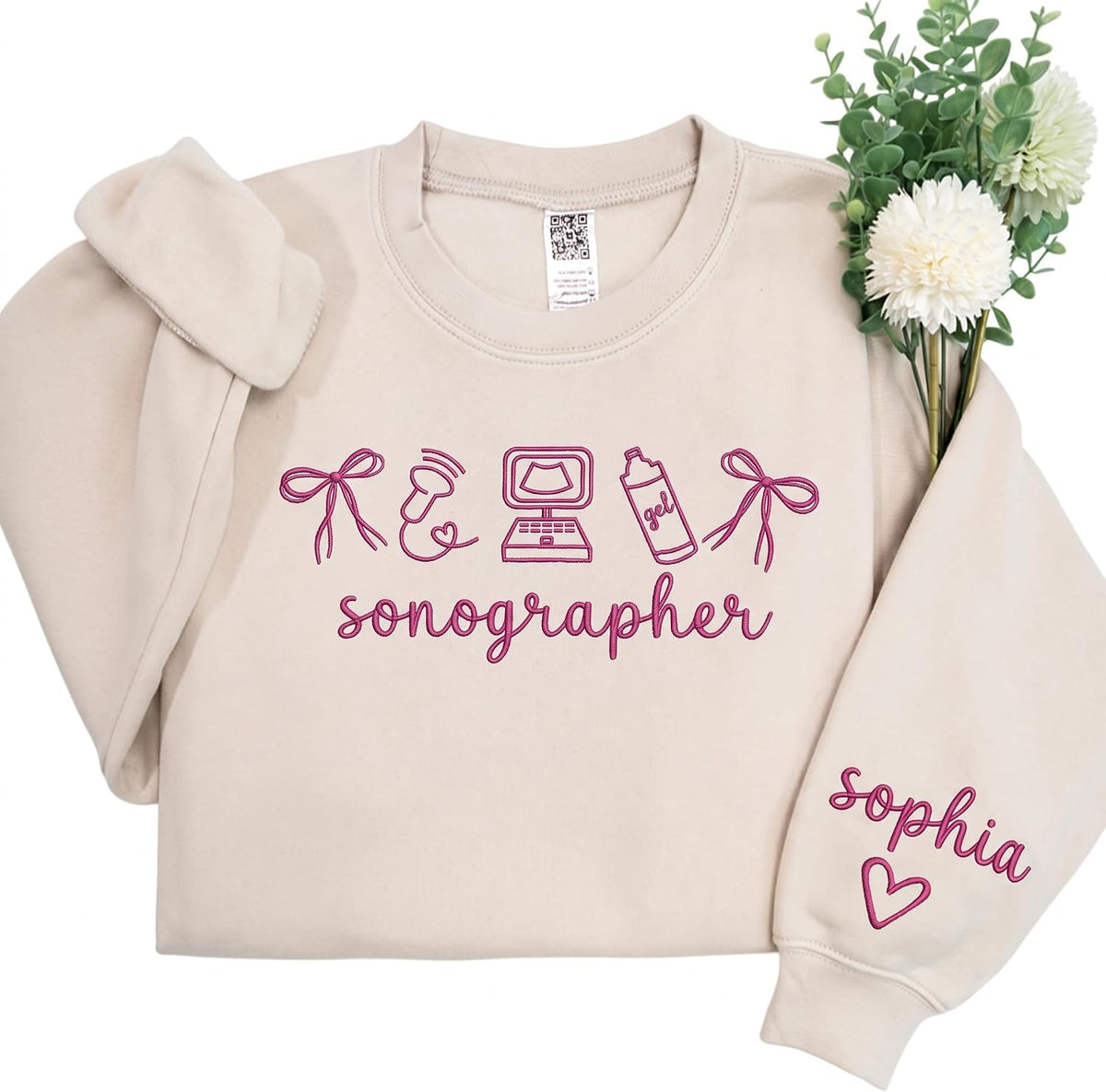 Love Signal Custom Sonographer Embroidered Zip Sweatshirt, Ultrasound Tech - S2